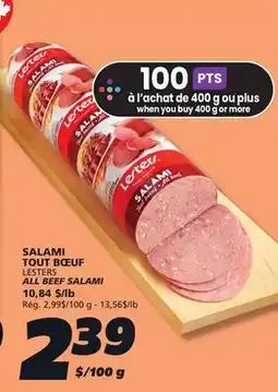 IGA LESTERS ALL BEEF SALAMI offer