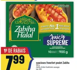 Marché Adonis SAUCISSES FRANCFORT POULET ZABIHA | ZABIHA CHICKEN FRANKFURTERS SAUSAGES offer