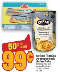 Marché Adonis SARDINES PHOENICIA OU TREMPETTE POIS CHICHES CEDAR | SARDINES PHOENICIA OR CHICK PEA DIP CEDAR offer