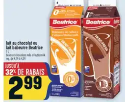 Marché Adonis LAIT AU CHOCOLAT OU LAIT BABEURRE BEATRICE | BEATRICE CHOCOLATE MILK OR BUTTERMILK offer