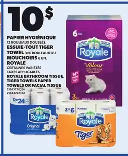 Provigo ROYALE BATHROOM TISSUE,, TIGER TOWELS PAPER TOWELS OR FACIAL TISSUE offer