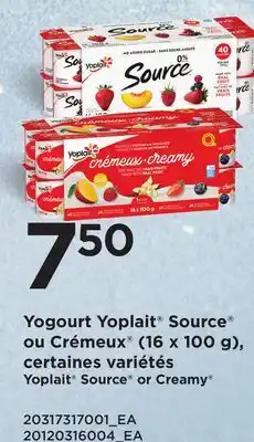 Provigo YOPLAIT SOURCE OR CREAMY , (16 x 100 g) offer