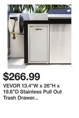 Wayfair VEVOR 13.4W x 26H x 19.6D Stainless Pull Out Trash Drawer Outdoor Kitchen Bin with Pull Out Tray offer