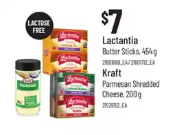 Loblaws LACTANTIA BUTTER STICKS, 454 G, KRAFT PARMESAN SHREDDED CHEESE, 200 G offer