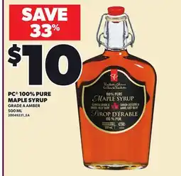 Loblaws PC 100% PURE MAPLE SYRUP offer