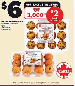 Loblaws PC MINI MUFFINS, 12'S offer