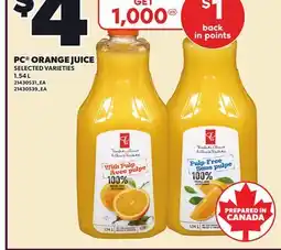 Loblaws PC ORANGE JUICE offer