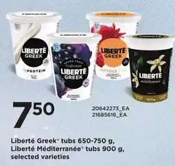 Loblaws LIBERTÉ GREEK TUBS, 650-750 G, LIBERTÉ MÉDITERRANÉE TUBS, 900 G offer