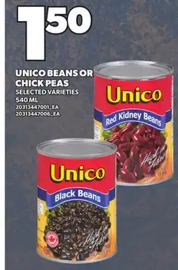 Loblaws UNICO BEANS OR CHICK PEAS offer