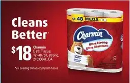 Loblaws CHARMIN BATH TISSUE, 12=48 ROLL, STRONG offer