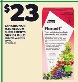 Loblaws SAHA IRON OR MAGNESUUM SUPPLEMENTS OR KIDS MULTI offer