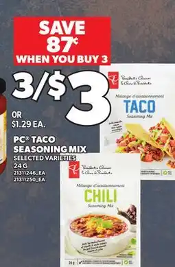 Loblaws PC TACO SEASONING MIX offer