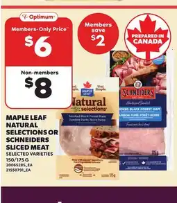 Loblaws MAPLE LEAF NATURAL SELECTIONS OR SLICED MEAT, 150/175 G offer