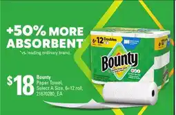 Loblaws BOUNTY PAPER TOWEL, 6=12 ROLL offer