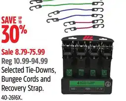 Canadian Tire Selected Tie-Downs, Bungee Cords and Recovery Strap offer