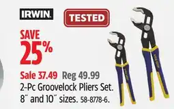 Canadian Tire Irwin 2-Pc Groovelock Pliers Set offer
