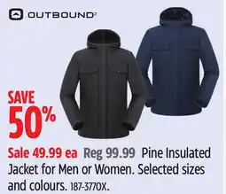 Canadian Tire Pine Insulated Jacket for Men or Women. Selected sizes and colours offer