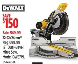 Canadian Tire Dewalt 12˝ Dual-Bevel Mitre Saw offer