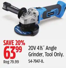 Canadian Tire 20V 4 1⁄2˝ Angle Grinder, Tool Only offer