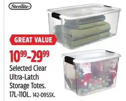 Canadian Tire STERILITE Selected Clear Ultra-Latch Storage Totes offer