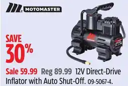 Canadian Tire Motomaster 12V Direct-Drive Inflator with Auto Shut-Off offer