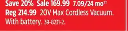 Canadian Tire Simoniz 20V Max Cordless Vacuum. With battery offer