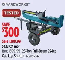 Canadian Tire Yardworks 25-Ton Full-Beam 224cc Gas Log Splitter offer