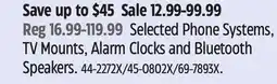 Canadian Tire Proscan Selected Phone Systems, TV Mounts, Alarm Clocks and Bluetooth Speakers offer