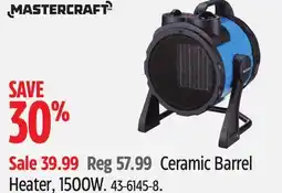 Canadian Tire Mastercraft Ceramic Barrel Heater, 1500W offer