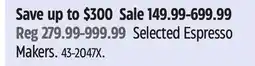 Canadian Tire Selected Espresso Makers offer