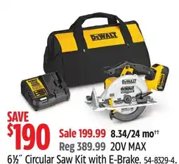 Canadian Tire Dewalt 20V MAX 61⁄2˝ Circular Saw Kit with E-Brake offer