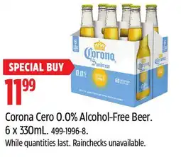 Canadian Tire Corona Cero 0.0% Alcohol-Free Beer. 6 x 330mL offer