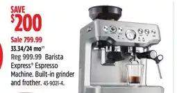 Canadian Tire Breville Barista Express Espresso Machine offer