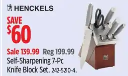 Canadian Tire Henckels Self-Sharpening 7-Pc Knife Block Set offer