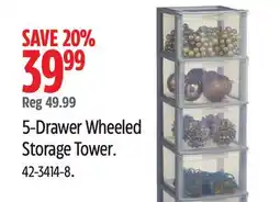 Canadian Tire Type-A 5-Drawer Wheeled Storage Tower offer