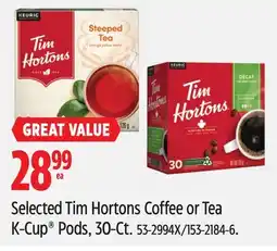 Canadian Tire Selected Tim Hortons Coffee or Tea K-Cup Pods, 30-Ct offer