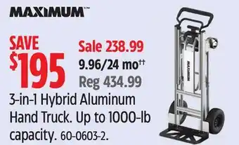 Canadian Tire MAXIMUM 3-in-1 Hybrid Aluminum Hand Truck offer