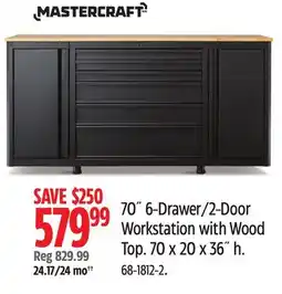 Canadian Tire Mastercraft 70˝ 6-Drawer/2-Door Workstation with Wood Top offer