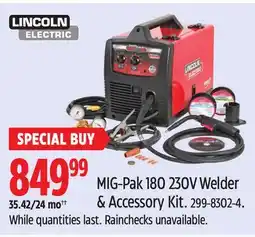 Canadian Tire Lincoln MIG-Pak 180 230V Welder & Accessory Kit offer