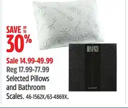 Canadian Tire For Living Selected Pillows and Bathroom Scales offer