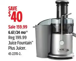 Canadian Tire Breville Juice Fountain Plus Juicer offer