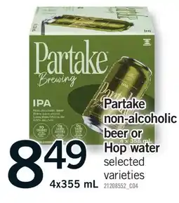 Fortinos PARTAKE NON-ALCOHOLIC BEER OR HOP WATER offer