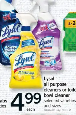 Fortinos LYSOL ALL PURPOSE CLEANERS OR TOILET BOWL CLEANER offer
