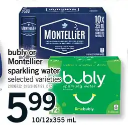Fortinos BUBLY OR MONTELLIER SPARKLING WATER, 10 offer