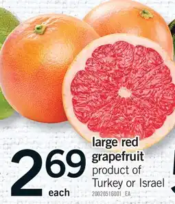 Fortinos LARGE RED GRAPEFRUIT offer