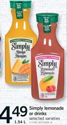 Fortinos SIMPLY LEMONADE OR DRINKS offer