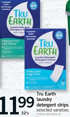 Fortinos TRU EARTH LAUNDRY DETERGENT STRIPS, 32'S offer