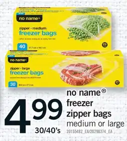 Fortinos NO NAME FREEZER ZIPPER BAGS, 30/40'S offer