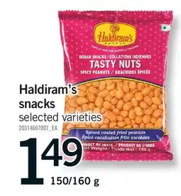 Fortinos HALDIRAM'S SNACKS, 150/160 g offer