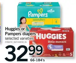 Fortinos HUGGIES OR PAMPERS DIAPERS, 66-184's offer